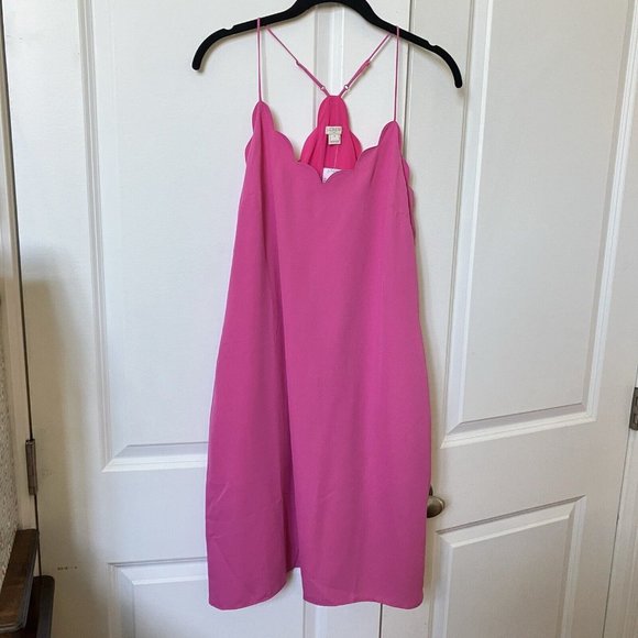 NWT J. Crew Pink Scallop Hem Pink Barbie Barbiecore Mini Dress - Picture 3 of 7